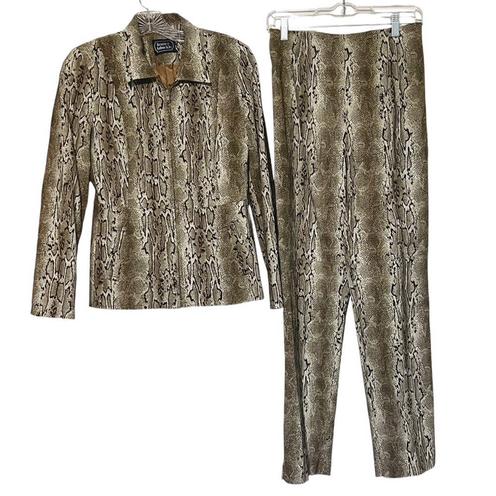 Bentley Arbuckle Vintage Brown Snakeskin Pantsuit Size 6 Animal Print‎ Mo…
